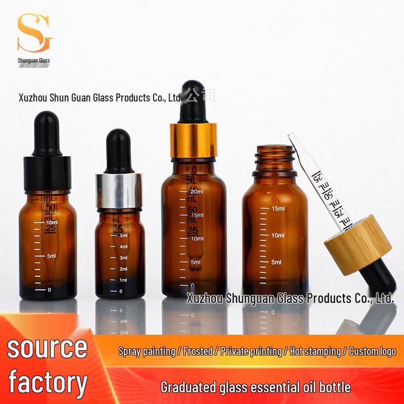 Brown Glass Essential Oil Dropper Bottle with Scale - Available in 5ml, 10ml, 20ml Sizes