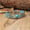 European Retro Bohemian Turquoise Leaf Bracelet - Versatile Ethnic Style Hand Jewelry for Women
