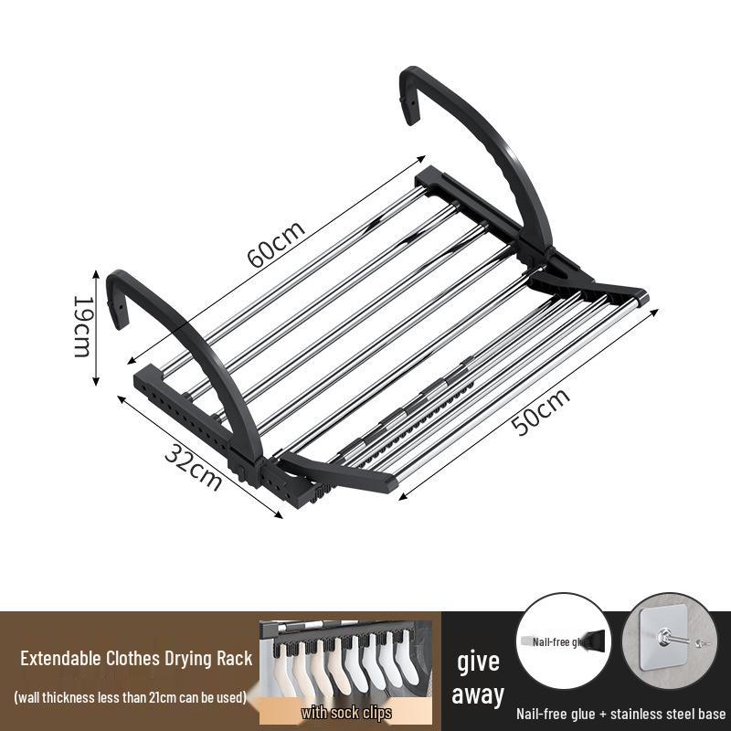 Telescopic Punch-Free Clothes & Shoe Drying Rack for Window Railings and Balcony