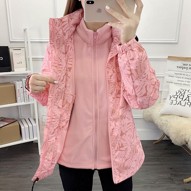 Unisex 3-in-1 Two-Piece Jacket Suit - Autumn/Winter Fleece-Lined, Windproof for Mountaineering, Skiing, and Sports.