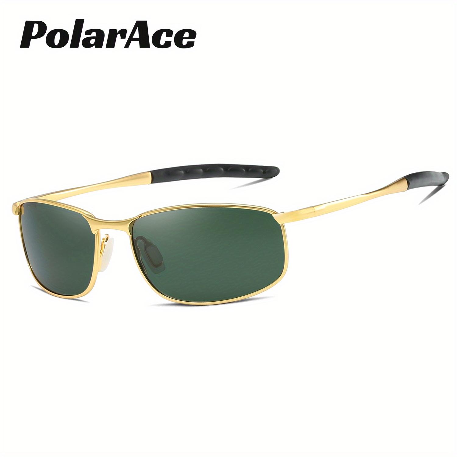 PolarAce Unisex Cool Sports Поляризованные металлические солнцезащитные очки, очки для вождения, солнцезащитные козырьки, UV400 золотистый/зелёный