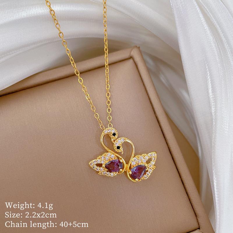 Multi-Element Style Copper Micro-Inlaid Necklace Combination Female Real Gold Electroplated Exquisite Collarbone Chain