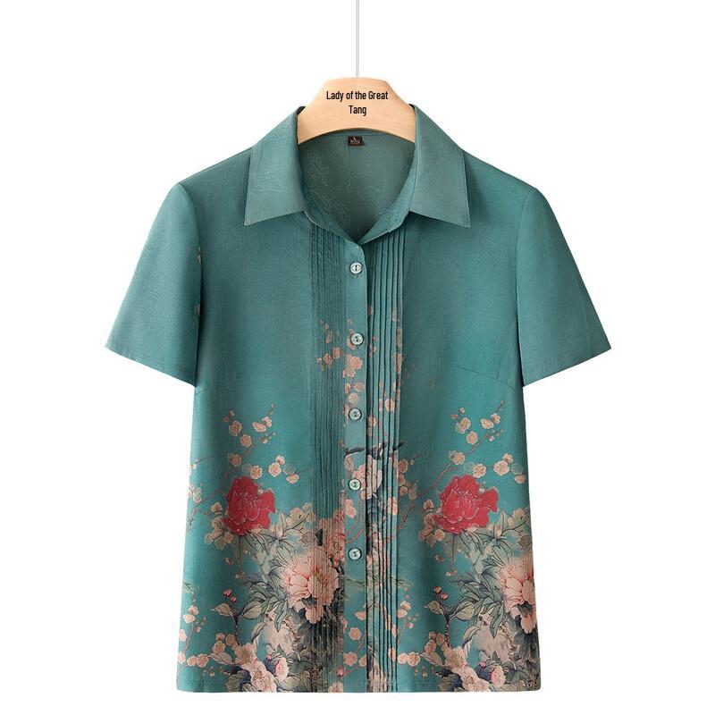 Datang Furen Mid-Aged Women s Breathable Short-Sleeve Blouse 5XL