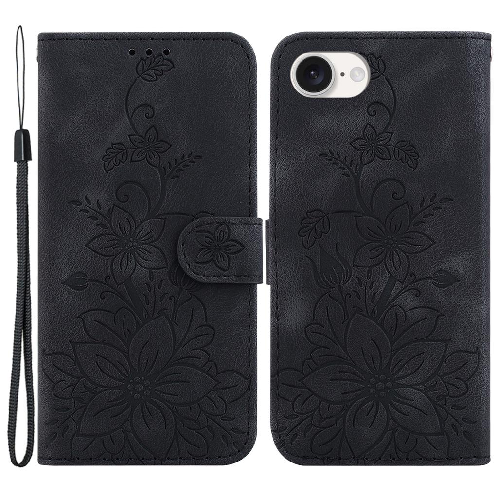 For iPhone 16e Cell Phone Cases Floral Imprinted PU Leather Flip Protective Cover