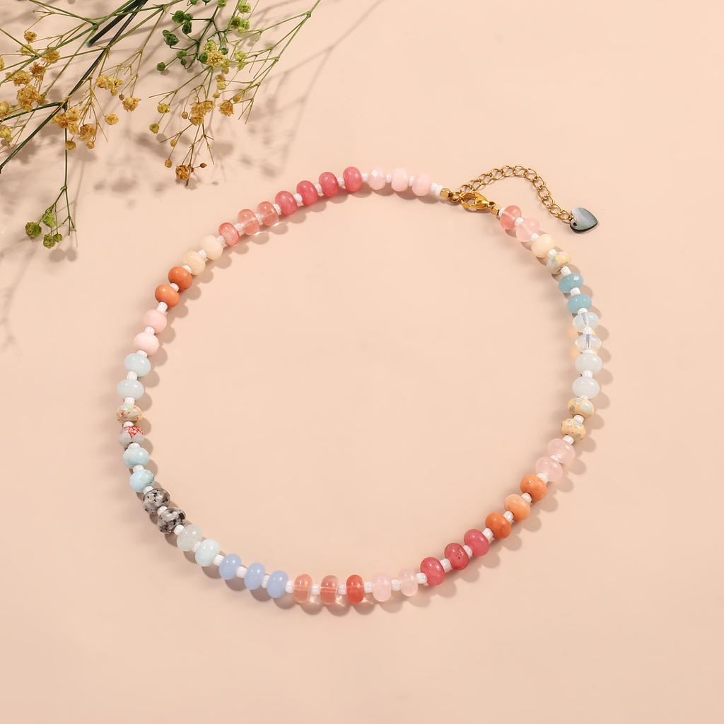 Hand Beaded Natural Stone Colorful Fashion Versatile Clavicle Necklace