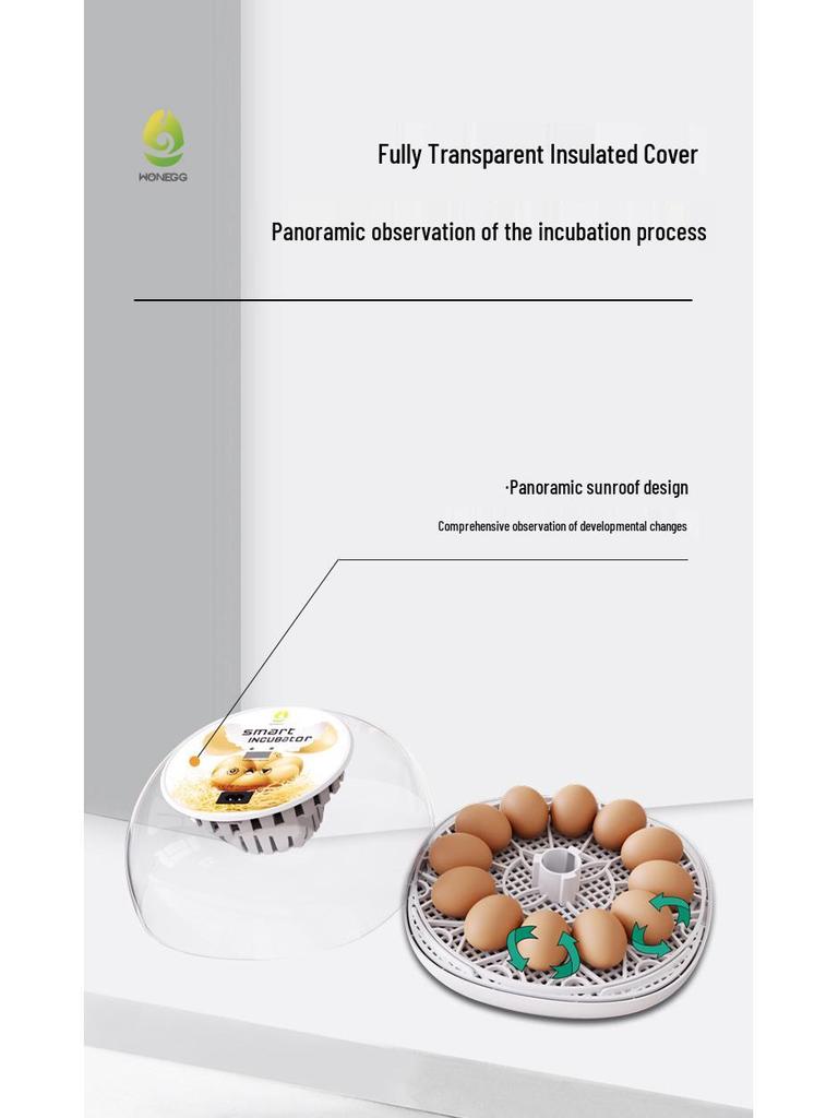 WONEGG 12 Parça Tam Otomatik Civciv Kuluçka Makinesi Şeffaf Üst ve Otomatik Su Doldurma