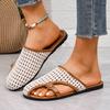 Fashion Flat Slippers Summer New Round Head Deep Mouth Metal Buckle Net Surface Soft Sole Anti-slip Wear-resistant Sandals