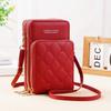 "Korean-Style Women's Fashionable Mini Crossbody Phone Bag – Solid Color, Three-Layer Zipper, Multifunctional, Simple Design Wallet"