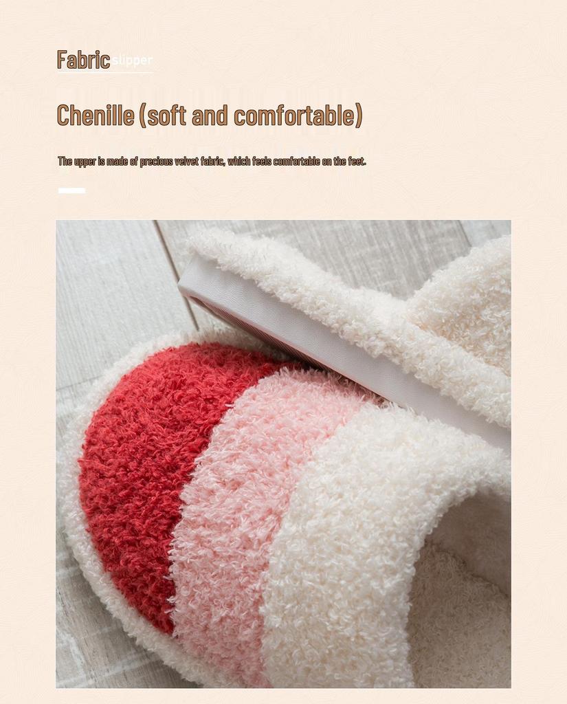 Popularne Przytulne Futrzane Bawełniane Kapcie dla Par - Antypoślizgowe, na Grubej Podeszwie do Noszenia w Pomieszczeniach na Jesień i Zimę