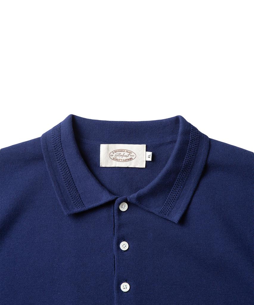 AMFEAST Essential Polo Half Knit Navy