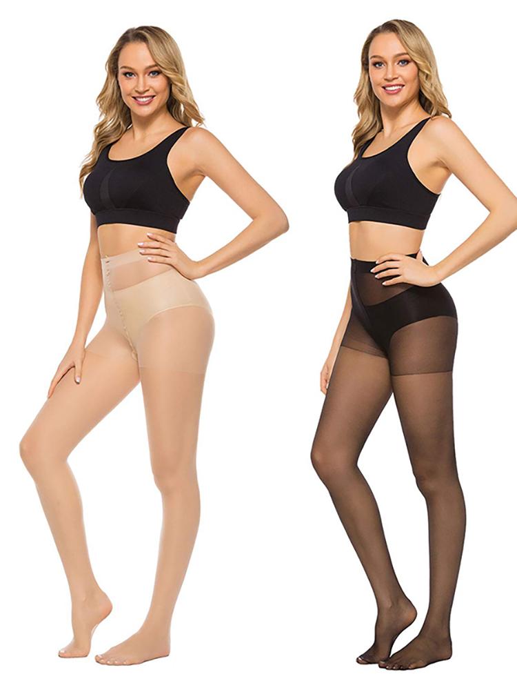 

Kave 2Pairs Sexy 20D Ultra Thin Black Transparent Stockings For Women High Elasticity High Waist Sheer Tights L