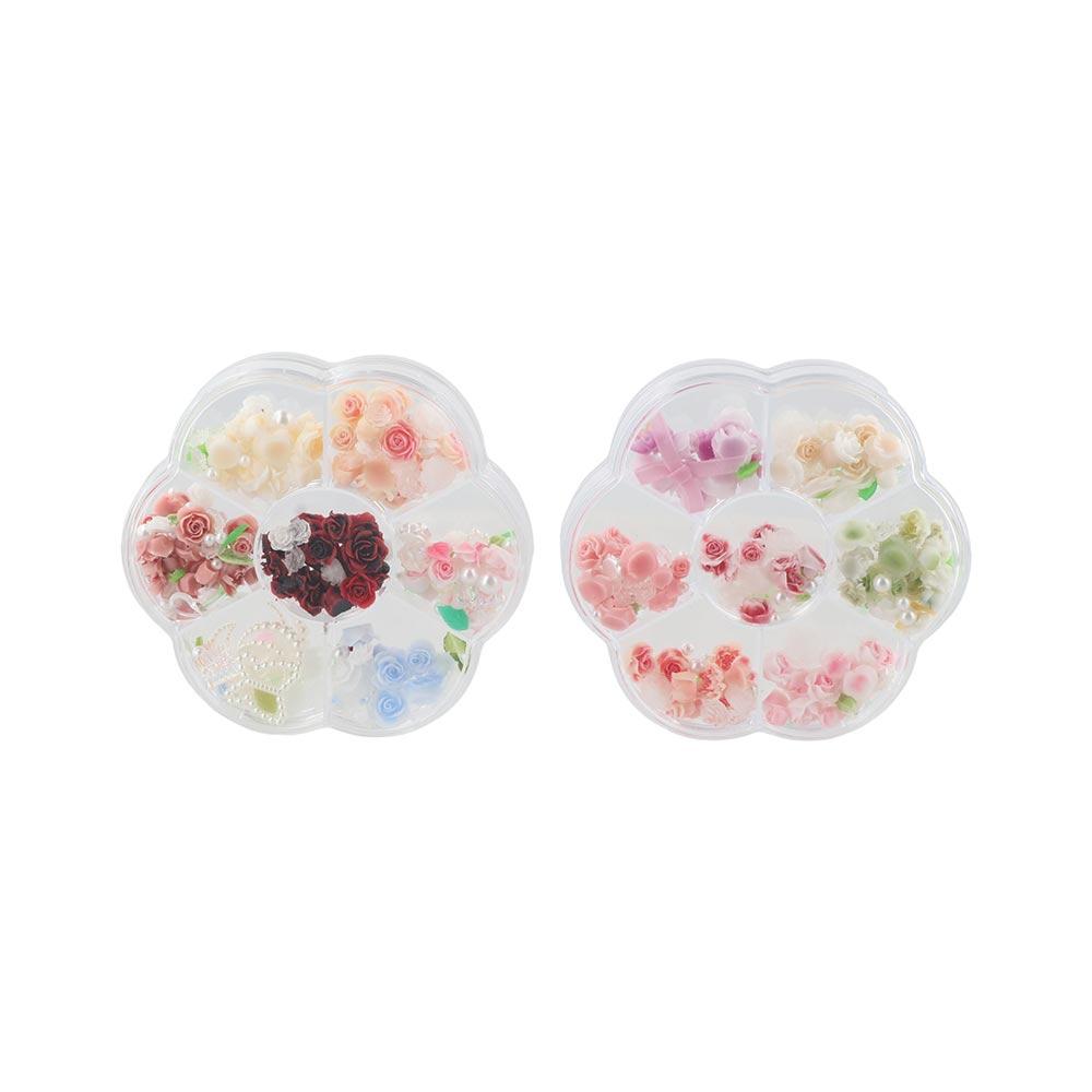 Gemischte Perlen Rosen-Nageldekorationen Maniküre-Ornamente Rosen-Nagelsteine Mädchen/Damen