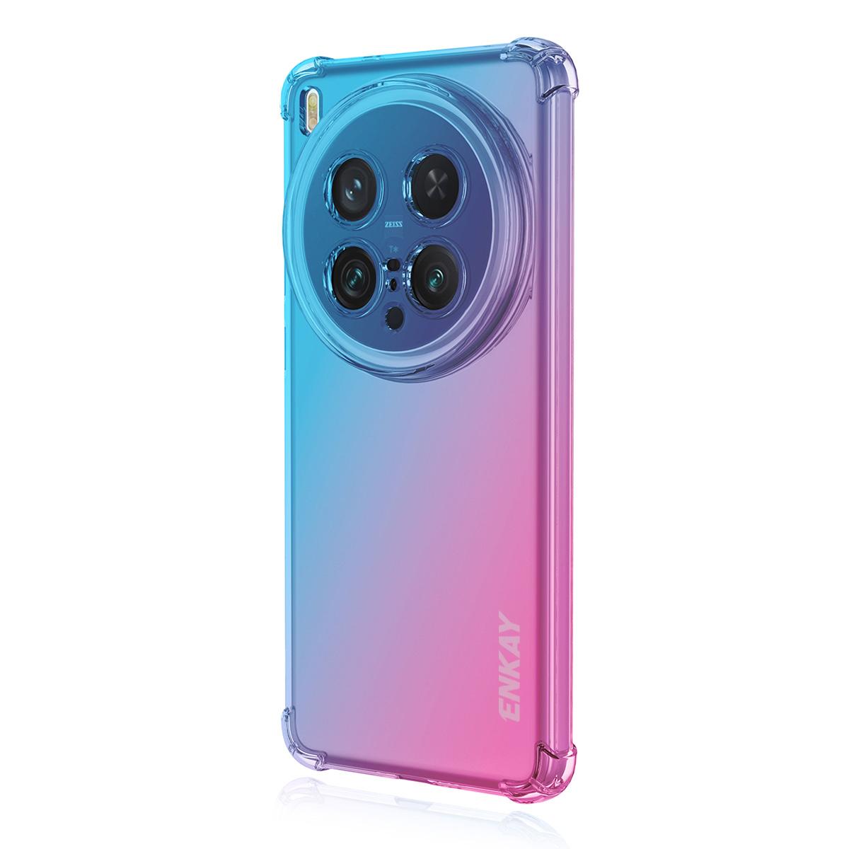 

Для vivo X200 Ultra 5G ТПУ чехол ENKAY Утолщенный Четырехугольный Ударопрочный Задняя Крышка Телефона Blue/Pink