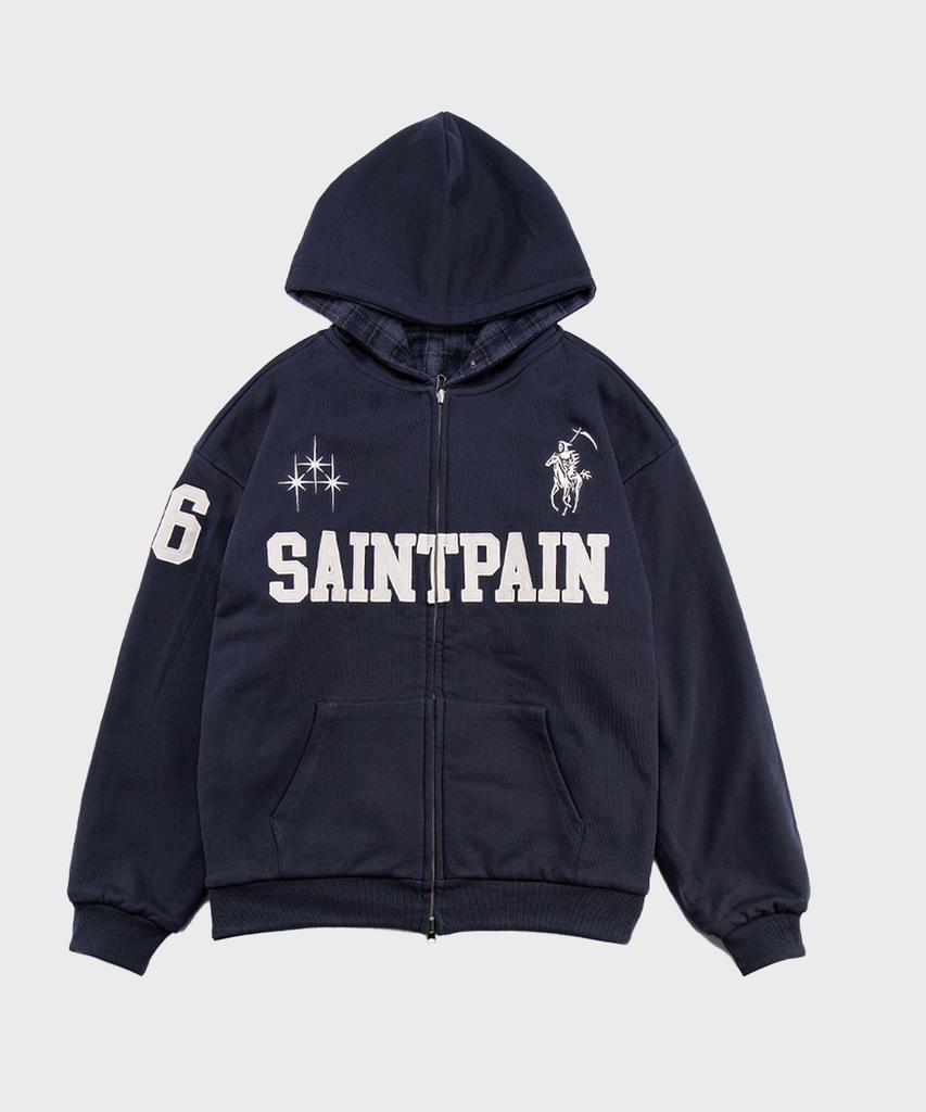 Saintpain Sp Check Reversible Zip-Up Hoodie Navy