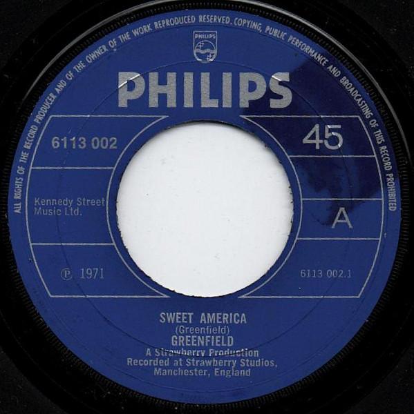 

7inch Record BARRY GREENFIELD Sweet America 6113002 PHILIPS 1971 UK Rock Used