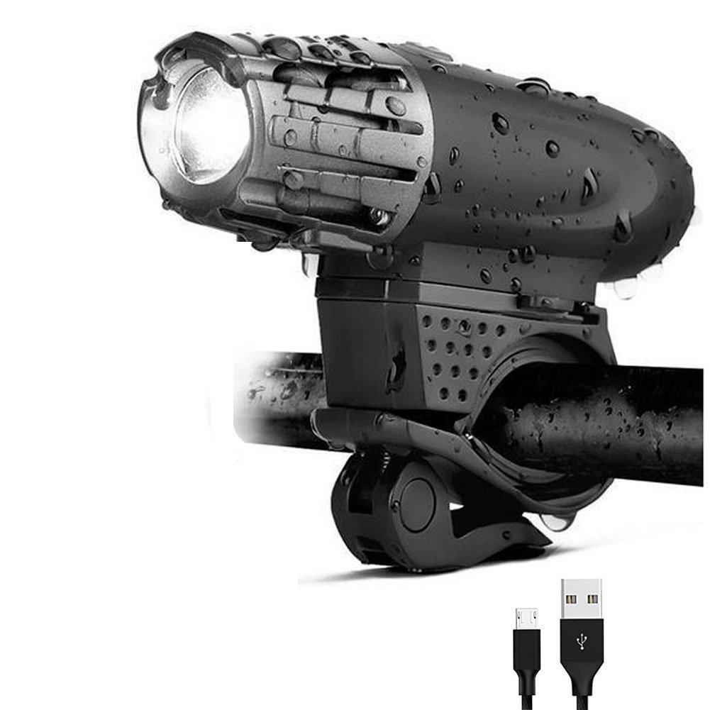 Mountain Bike USB Rechargeable Headlights, 300 Lumens - Bicycle Warning Lights for Night Riding