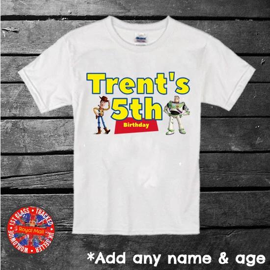 Toy Story Personalised Happy Birthday T-shirt Kids Gift Woody Buzz Lightyear S
