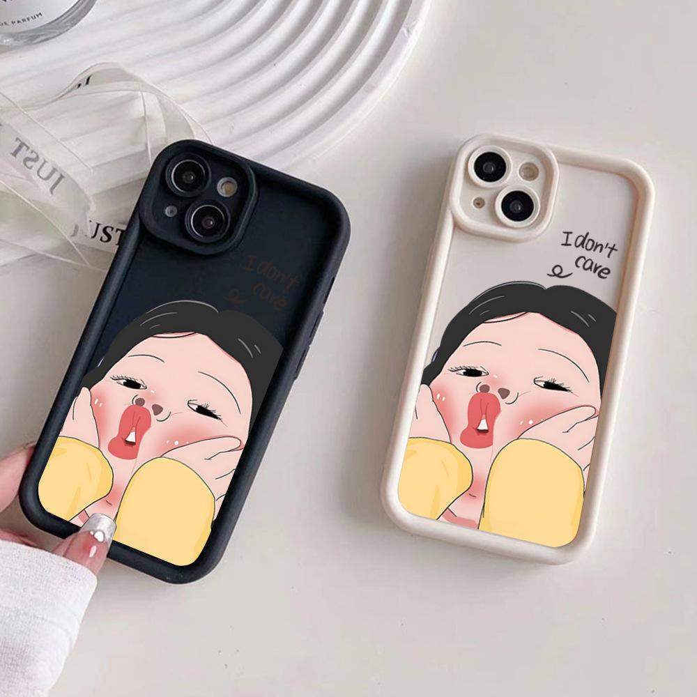 Amazon hot-selling iphone17 mobile phone case pouty funny 14 matte silicone case apple 16promax soft case