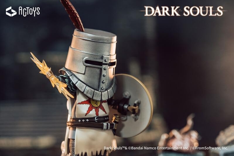 Emu Toys Dark Souls Figura de Ação Deformada Guerreiro da Figura de Ação Solaire, Sol, PVC/ABS Pintado Pré-pintado