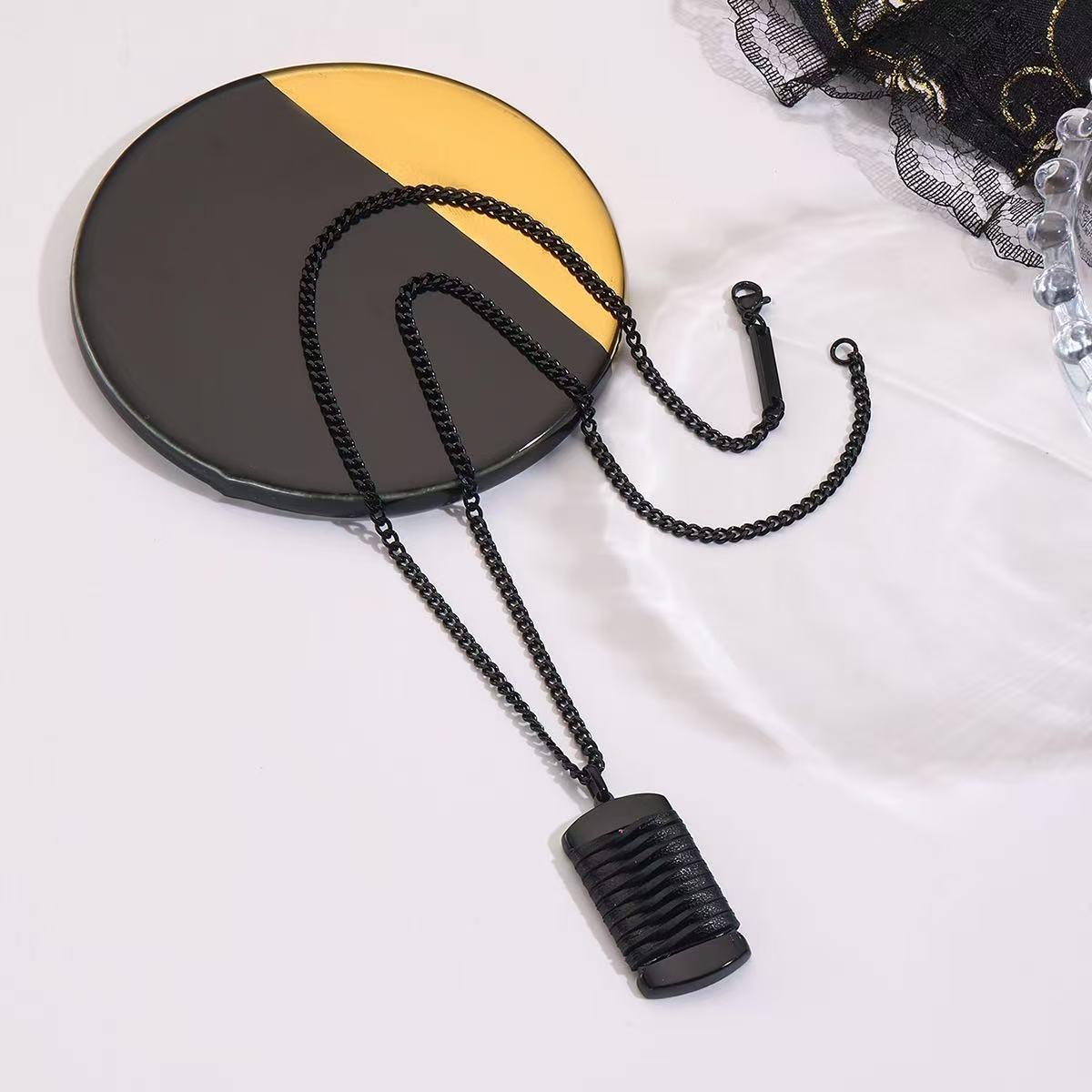 Мужское ожерелье-подвеска из нержавеющей стали в виде раковины динозавра - Электрофорез цвета оружейной стали, универсальное и стильное.