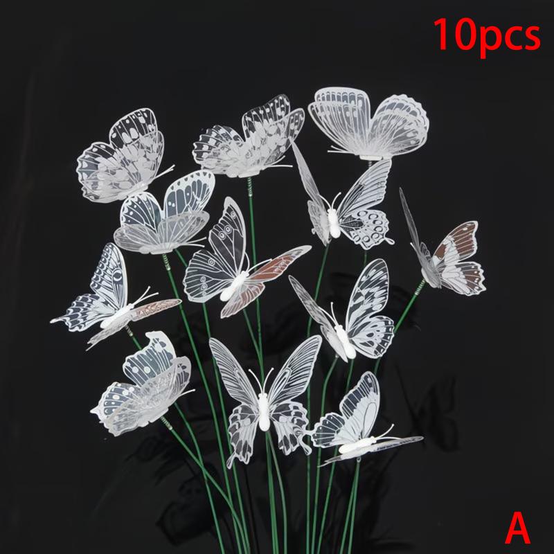 

10/30Pcs 3D Black White Faux Butterfly Garden Stake Flower Vase Decoration Outdoor Garden Patio Decoration, Party Decoration A10