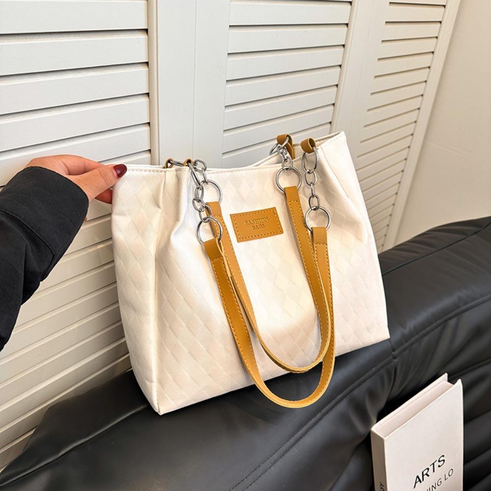 Korean Style PU Handbag Tote Bag Large Capacity Bag Big Pouch Simple Shoulder Bag  Girls
