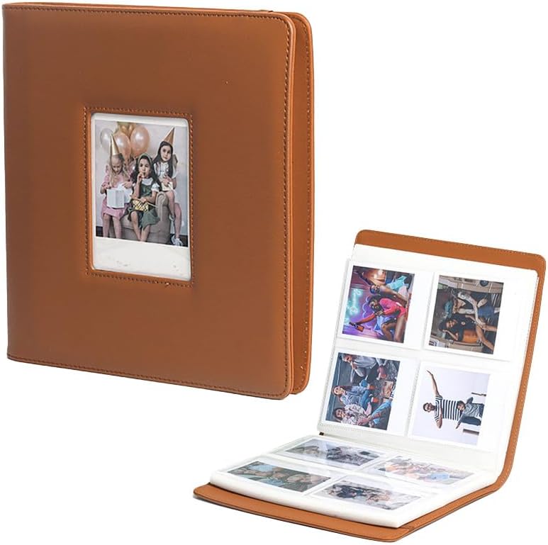 Fotoalbum 288 Fächer - Für Polaroid i-Type 600 SX70 & Fujifilm Wide Fotos (Bis zu 9x11cm) - PU-Lederschutzhülle braun