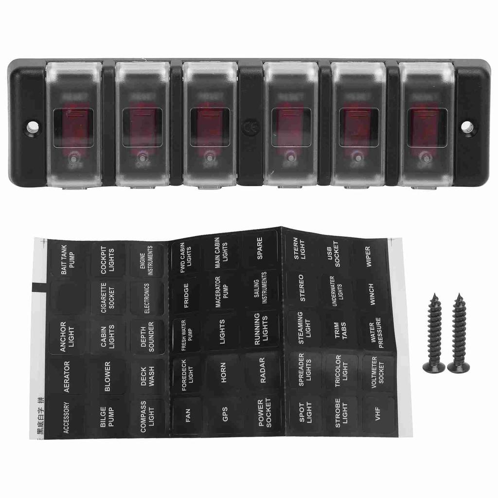 16A 6 Gang Rocker Switch Panel Circuit Breaker Overload Protector for Car Boat SUV OffRoad Vehicles