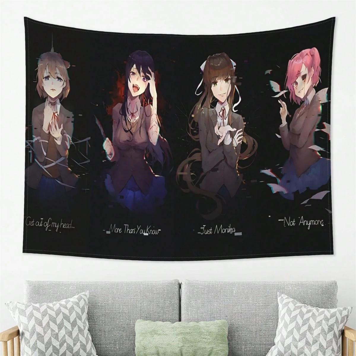 

1 шт. Гобелен Doki Doki Literature Club Вертикальное настенное украшение Яркий принт Мягкая ткань Идеально для игровой комнаты Общежития Музыки 74x94cm(29x37in)