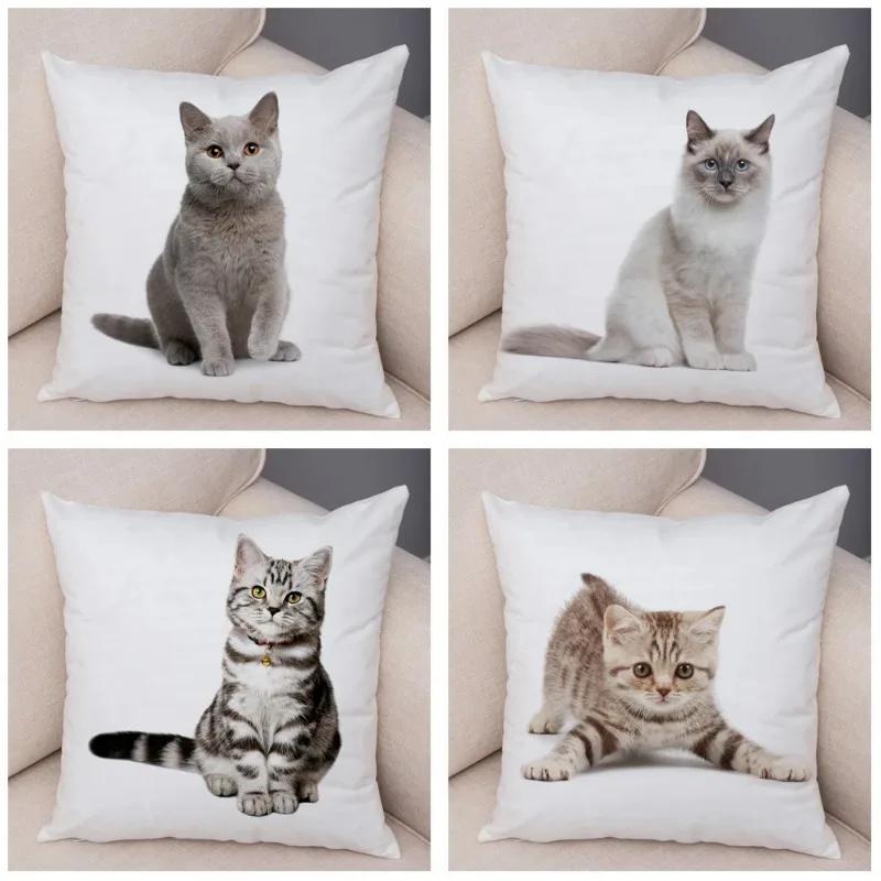 1PC 45x45cm Cute Cat Pillowcase for Home Sofa Children Room Decor Lovely Pet Animal Print Cojines Cushion Cover Pillow Case