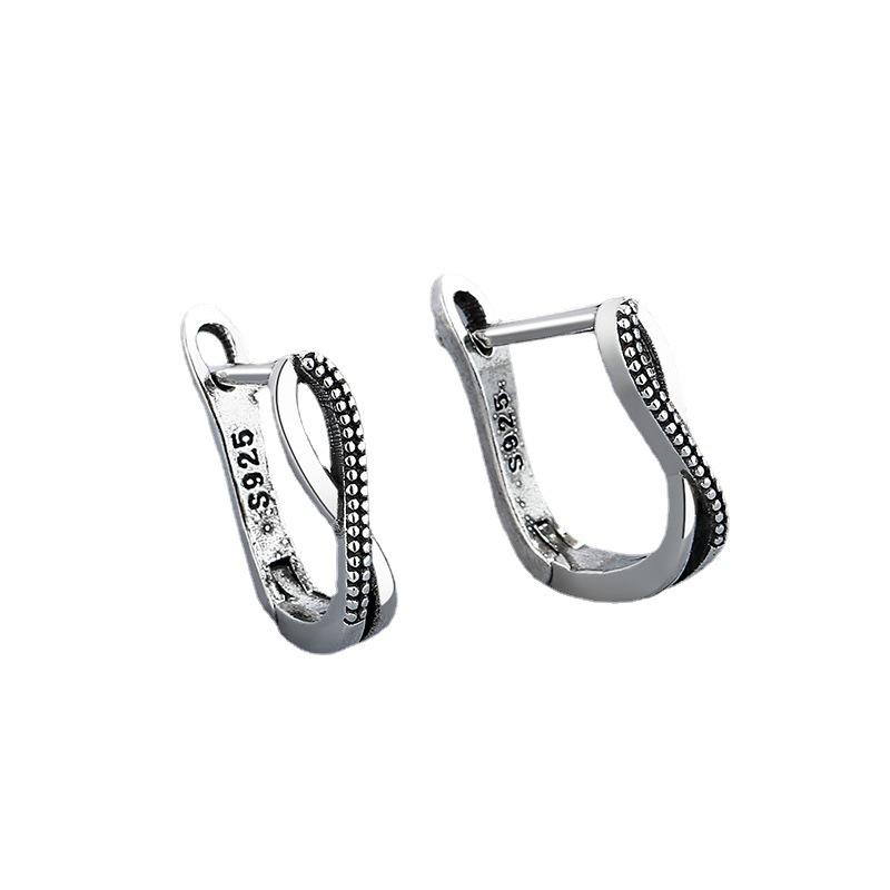 Korean Version of Fashionable Women's Ear Clips, Ear Buckles, Cross Diamond Earrings, Retro High-end Design Jewelry
