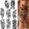 1 Sheet Tiger Snake Flower Temporary Tattoos For Women Girls 3D Rose Watercolor Tattoo Sleeve Bosy Art Drawing Tatoo Sticker