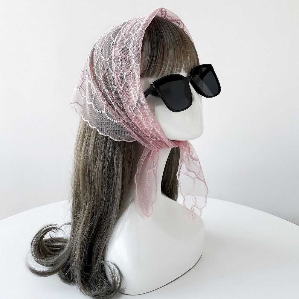Cute Lace Flower Hair Scarf Vintage Sweet Headscarf Fashion Head Scarf  Pastoral Style