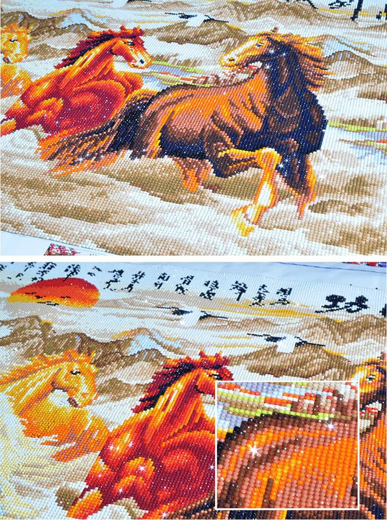 Instarry DIY 5D Diamond Art Painting, Full-Paste Wall Decor, Beaded Mosaic, Handmade Kit, Horse (150x60cm)