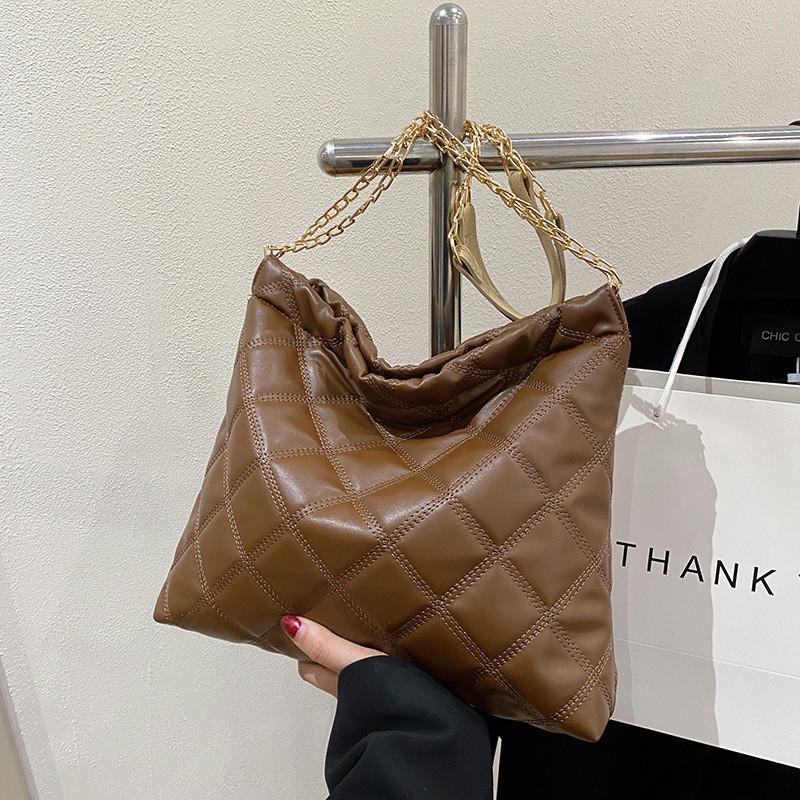

Stylish Korean-style Large Capacity Quilted Tote Bag For Women 2023 Fashion Trend кавовий