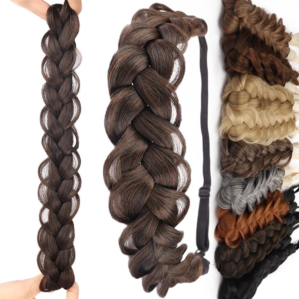 Christmas-Themed Headband Wig, Headband-Style Wig, Hand-Woven Braided Wig, Synthetic Twist Headband Wig for Women, Synthetic Braided Hair Extension
