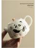 Panda & Butterfly Ceramic Teapot in Beige - Kung Fu Tea Set with Filter