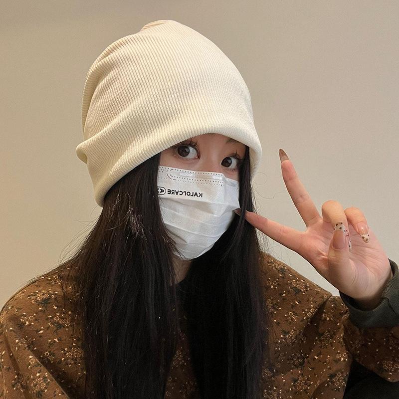 Large head Loose Hat for Women In Autumn and Winter Corduroy Pile Hat In Solid Color  Retro and Versatile  Cold Hat Pullover Hat for Adults