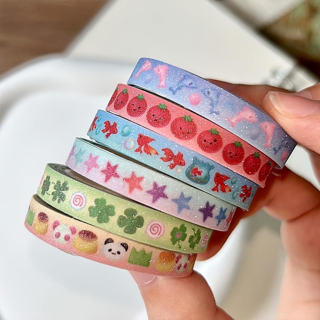1 Roll Cute Cartoon Washi Tape, Assorted Patterns, Single Use Paper Material, Decorative Adhesive Tape for Scrapbooking and Crafting