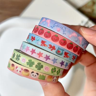 1 Roll Cute Cartoon Washi Tape, Assorted Patterns, Single Use Paper Material, Decorative Adhesive Tape for Scrapbooking and Crafting