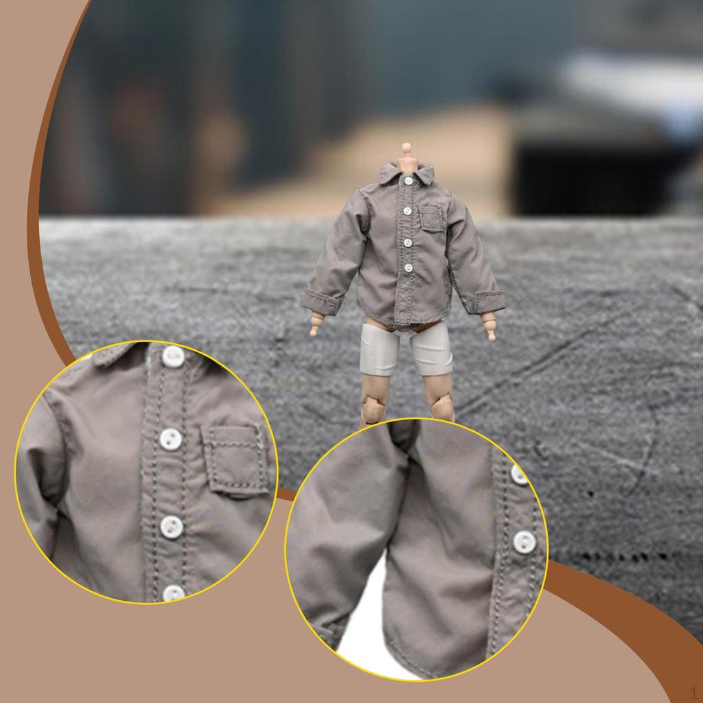 1/ Figure Shirt 6 inch Male Clothes Realistic Miniature Soft Cosplay Model DIY Doll Dressing