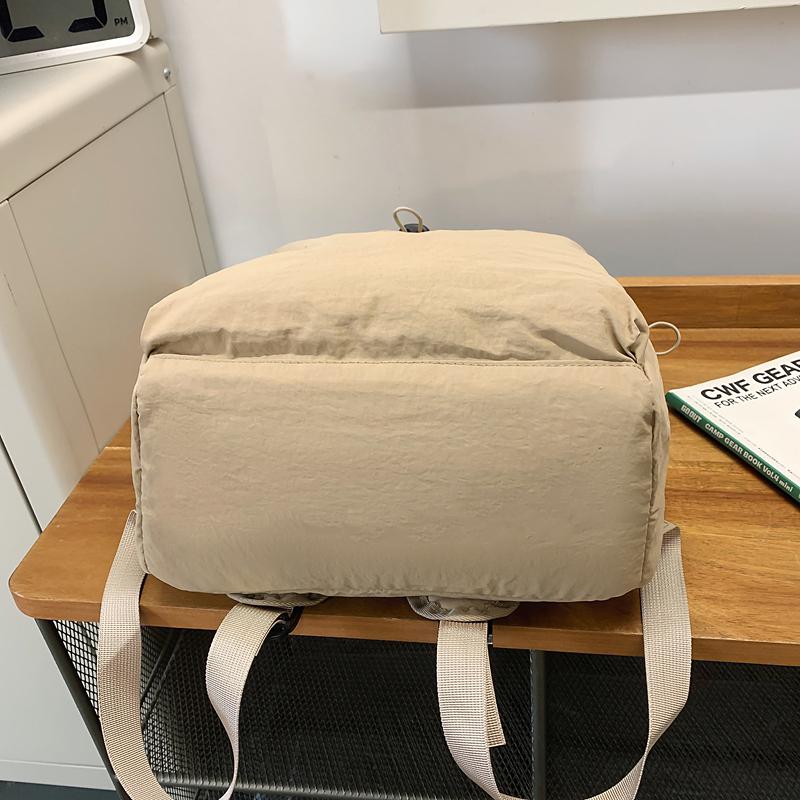 Solid Color Pleated Backpack Men's Lightweight Travel Small Backpack Women's School Bag
