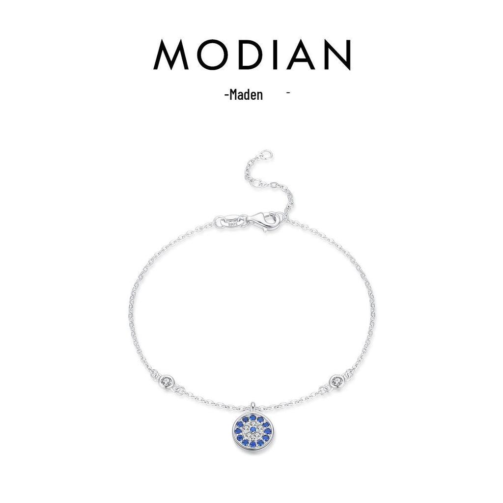 Modian S925 Sterling Silver Devil's Eye Diamond Bracelet for Women - Light Luxury European American Style.