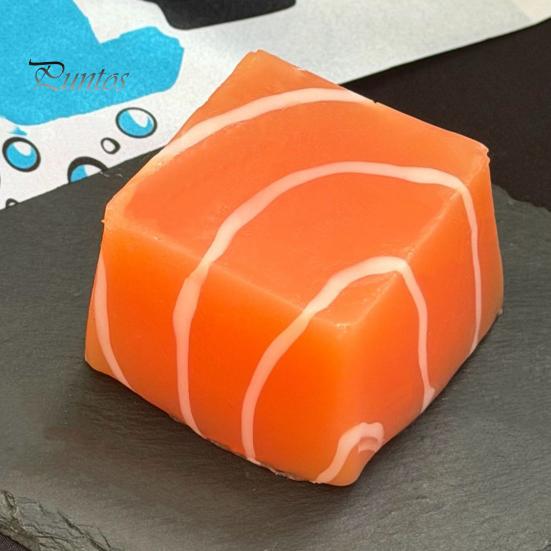 Salmon Stress Relief Toy Thick Cut Squeeze Toy, Realistic Food Sensory Portable Reliever Slow Rising Cube Fidget for Home Office School