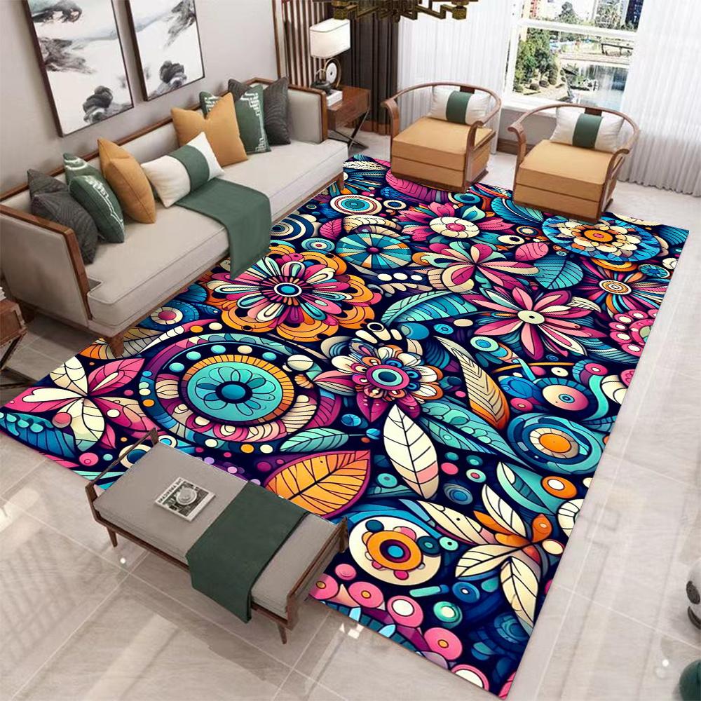 Retro Boho Persia Style Carpet Living Room Bedroom Balcony Sofa Table Chair Door Rug Non-slip Machine Washable Home Mat Decor