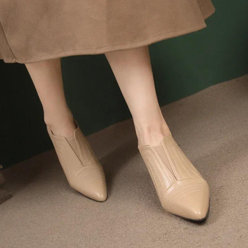 Temperamental Womens Thin High Heeled Boots French Design Pointed Toe Shallow Wedding Shoes Modern Boot Botas De Mujer