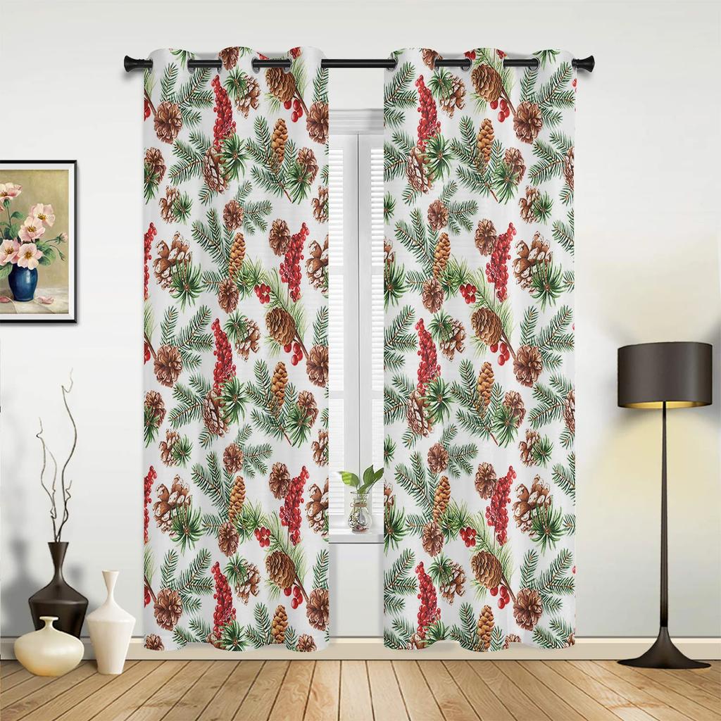 Christmas Room Christmas Tree Fireplace Curtains for Bedroom Living Room Drapes Kitchen Children Window Curtain Home Decor