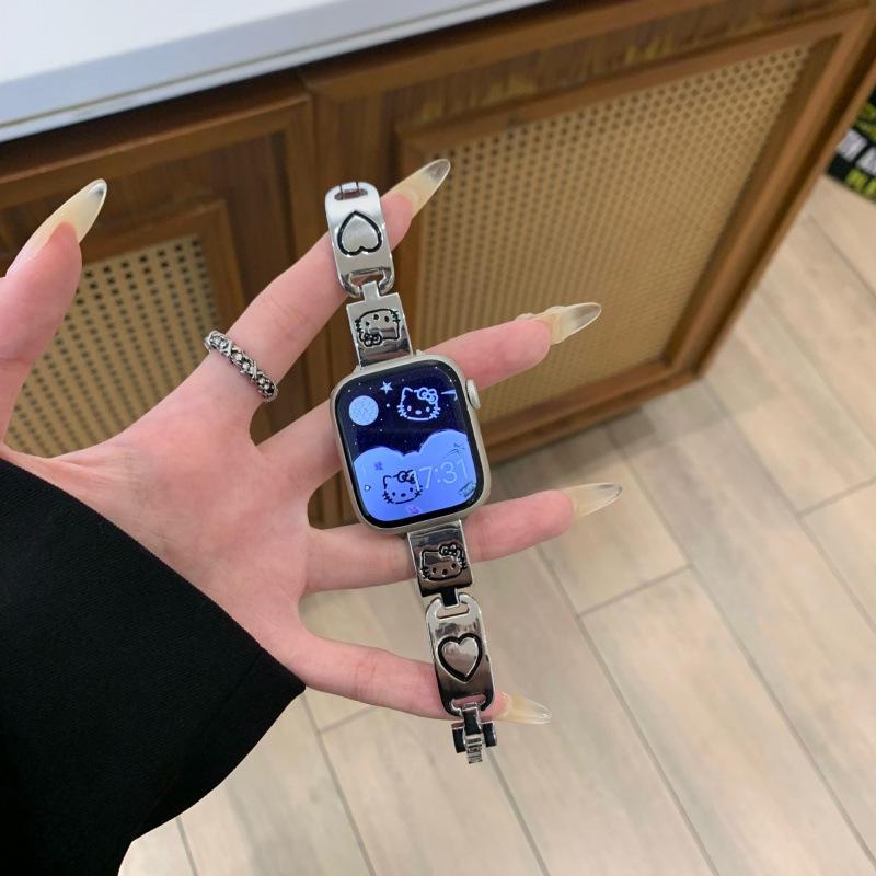 Thin Metal Graffiti Hello Kitty Love Strap for Apple Watch 8 - Women's iWatch976