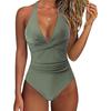 One Piece Swimsuit Women Backless Swimwear Leopard Print Swimsuit Floral Lace Up Bikini Summer 2025 Holiday Beachwear New