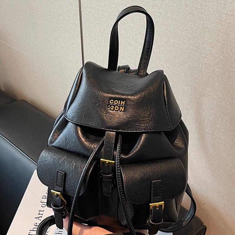 Retro Texture Portable Bucket Bag Women's Bag Autumn New Large-capacity Backpack Casual Schoolbag